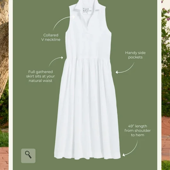 Frank & Eileen DAPHNE Sleeveless Popover Dress White Washed Linen XLarge - Picture 4 of 13